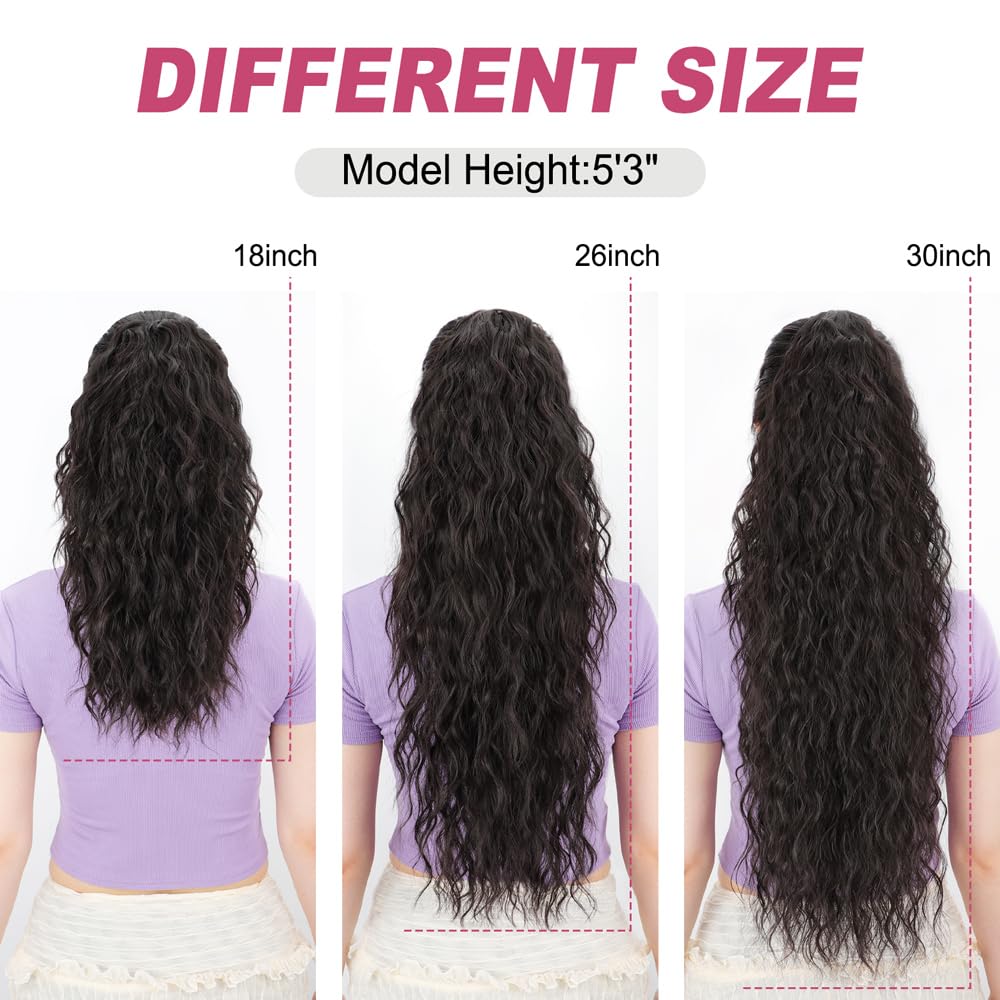 Oragnic Hub Claw Clip Ponytail,30 Inch Black Brown Ponytail Extension for Women Synthetic Long