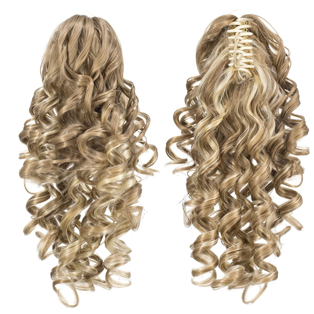 Oragnic Hub 12-Inch Short Screw Curls Claw Clip Ponytail Extensions Synthetic Clip in Drawstring Curly Ponytail Hairpiece Jaw Clip Hair Extension
