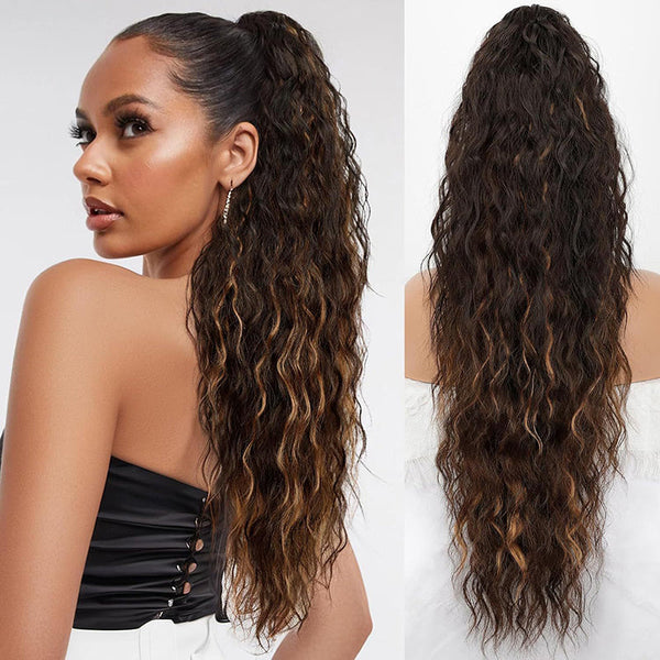 Curly Wavy Frizzy Hair Extension with Ponytail